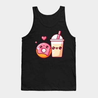 Kawaii Donut and Milkshake with a Heart | Cute Kawaii Gift for Couples Tank Top